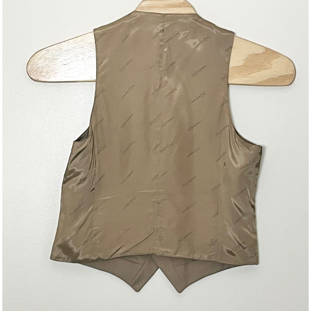 Vintage Yves Saint Laurent Vest Mens 38 Tan Formal 1970s Gold YSL Buttons - Picture 5 of 8
